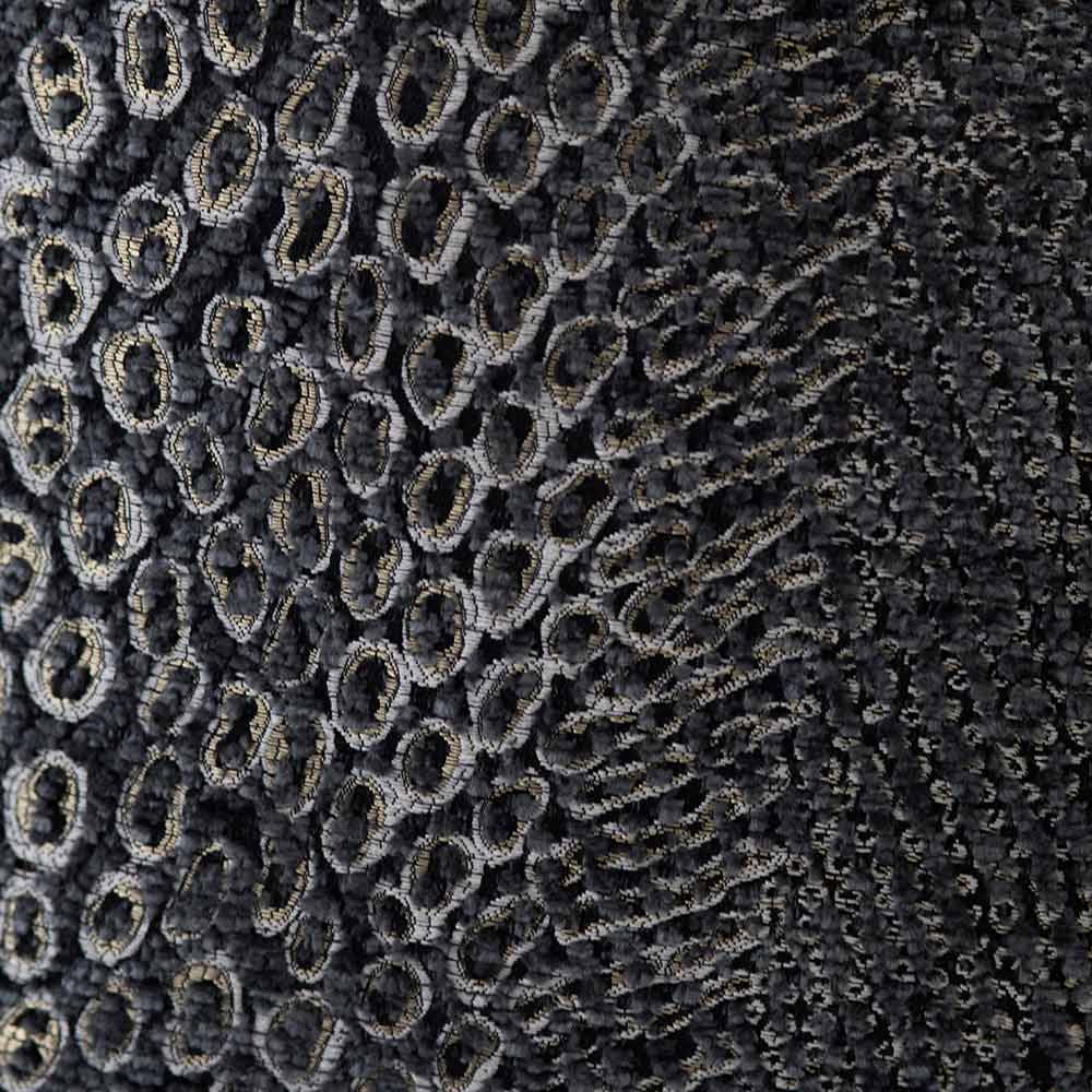 The Urban Road Nightshade Square Faux Snakeskin Cushion (50x50cm) features a textured dark gray and black circular woven design, perfect for adding a touch of luxury style to your interior.
