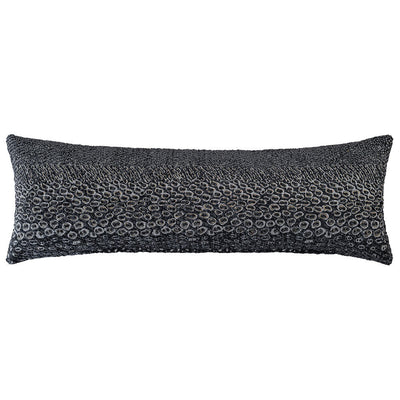 The Urban Road Nightshade Rectangle Faux Snakeskin Cushion (90x30cm) features a dark gray and black pebble-textured surface, ideal for bringing sophisticated modern style to your home décor.