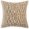 The Rye Square Neutral Cushion by Urban Road features a white background with a golden-brown geometric rectangular pattern, sized 50x50cm—an ideal decorative accent for elevating any interior.