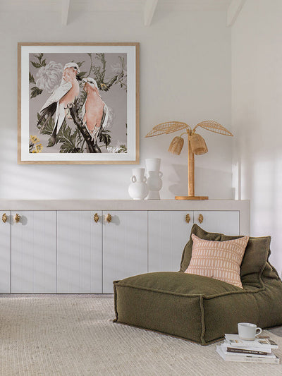 Galahs Muted Pink Framed Art Print | Lifestyle