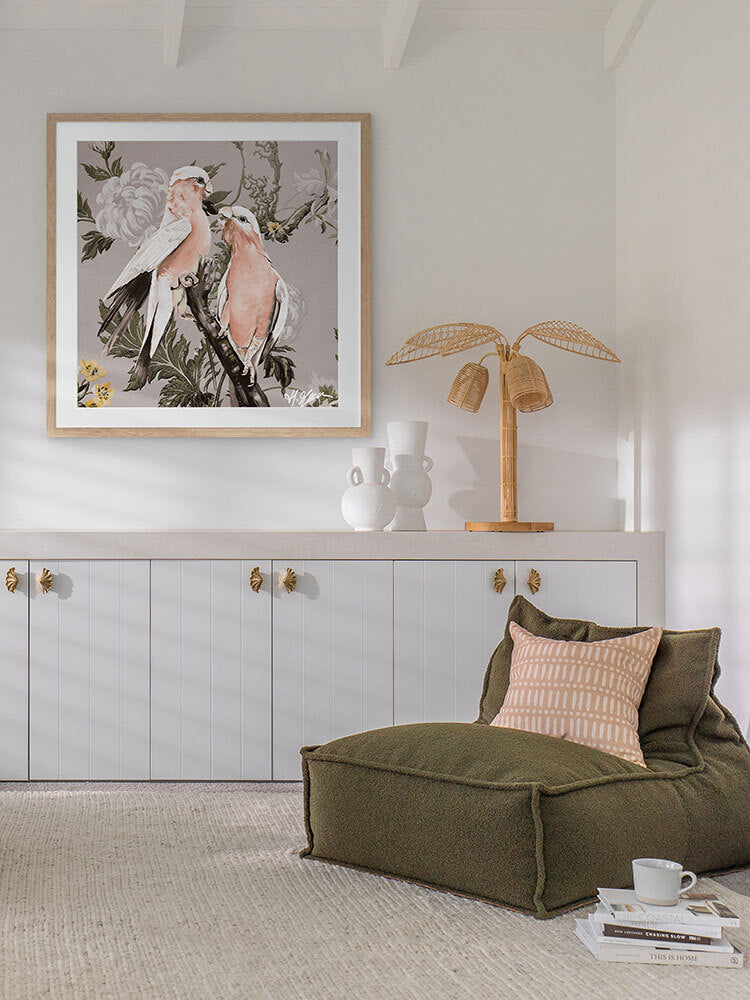 Galahs Muted Pink Framed Art Print | Lifestyle