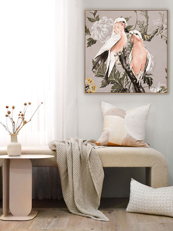 Galahs Muted Pink Canvas Art Print | Lifestyle