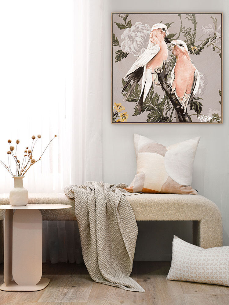 Galahs Muted Pink Canvas Art Print | Lifestyle