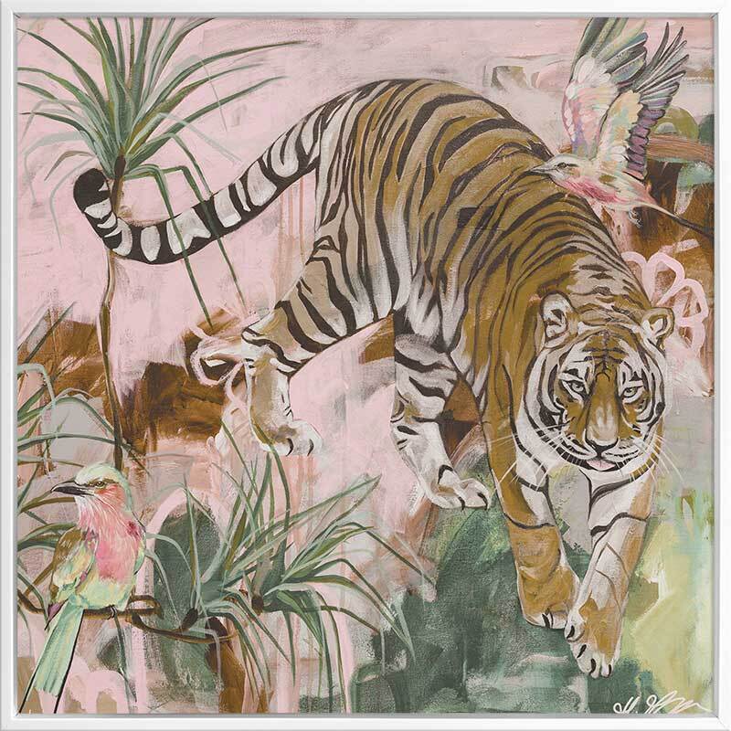 Jungle Boogie Pink Khaki Canvas Art Print