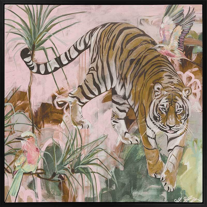 Jungle Boogie Pink Khaki Canvas Art Print