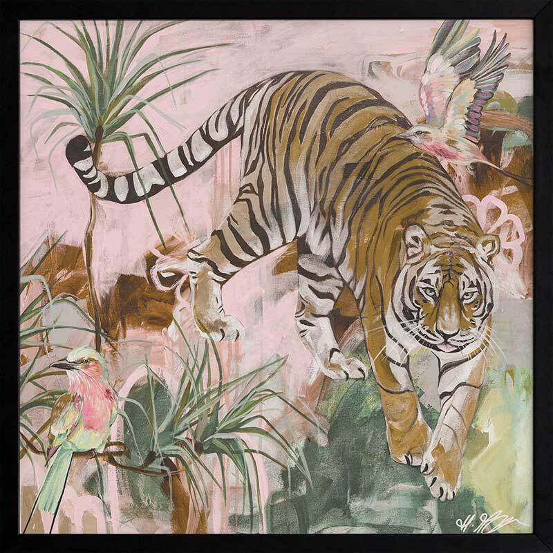 Jungle Boogie Pink Khaki Framed Art Print