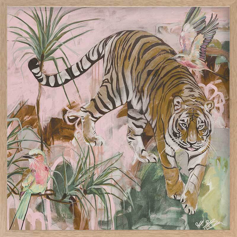 Jungle Boogie Pink Khaki Framed Art Print