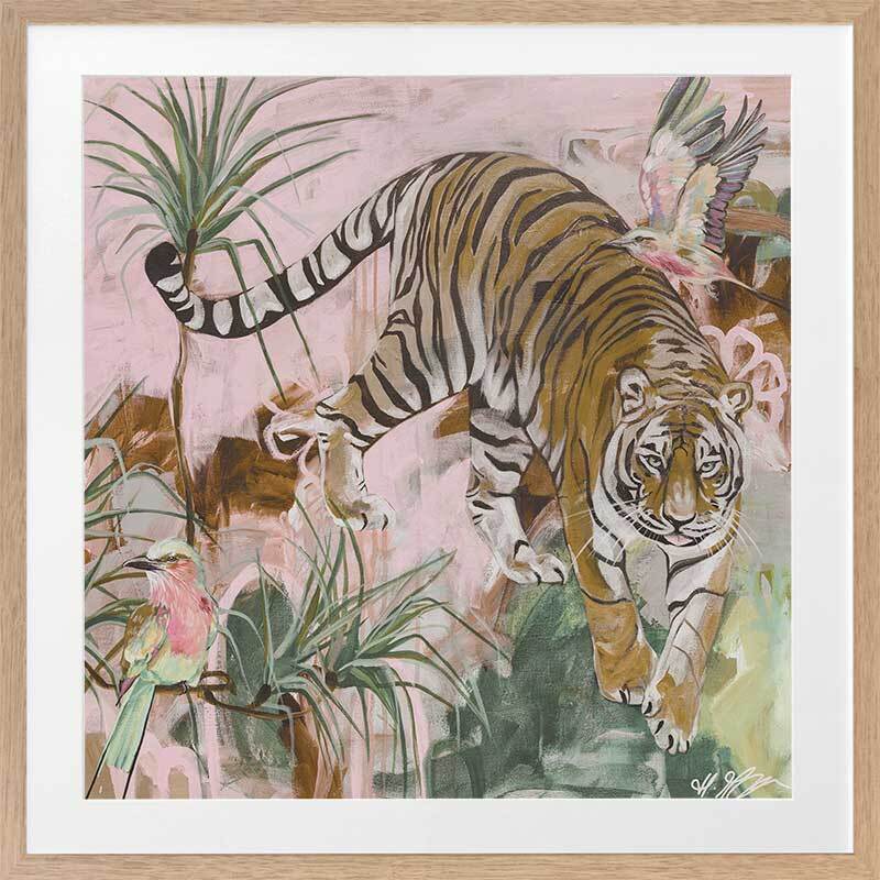 Jungle Boogie Pink Khaki Framed Art Print
