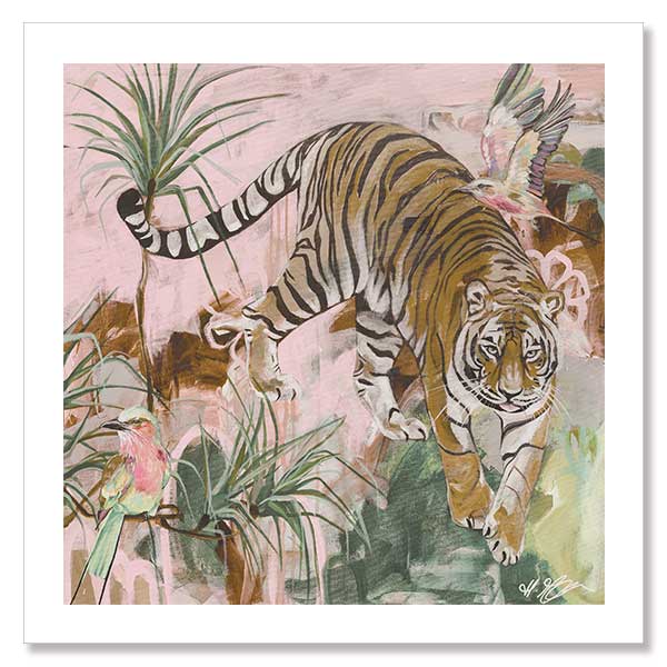 Jungle Boogie Pink Khaki Unframed Art Print