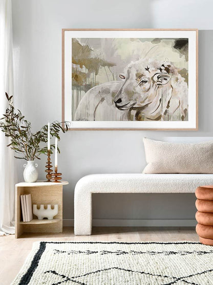 Monday Morning Muted Khaki Framed Art Print