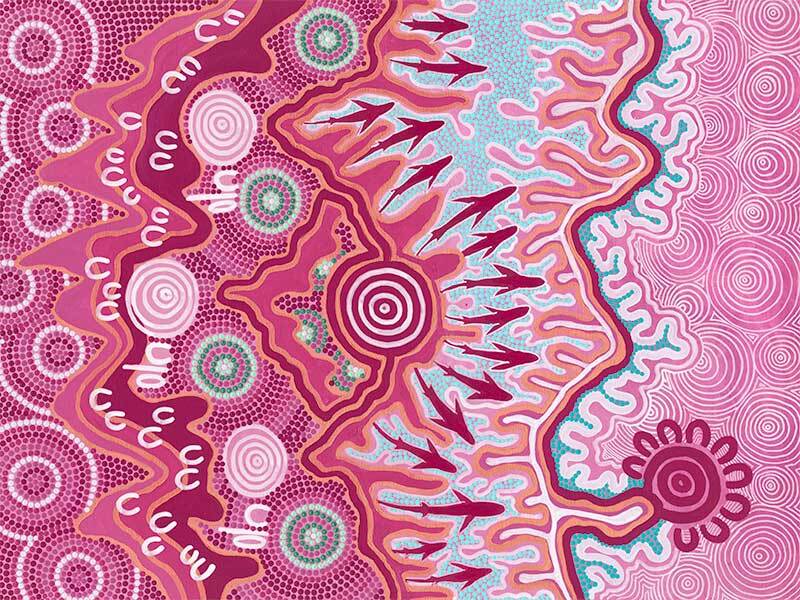 Birrbay Connection Dark Pink Canvas Art Print