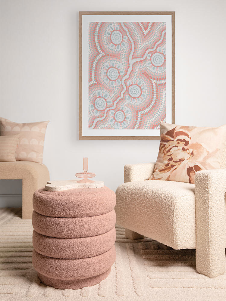 Connection to the River Blush Pink Framed Art Print | Lifestyle