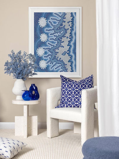 Spiritual Connection Blue Framed Art Print | Lifestyle