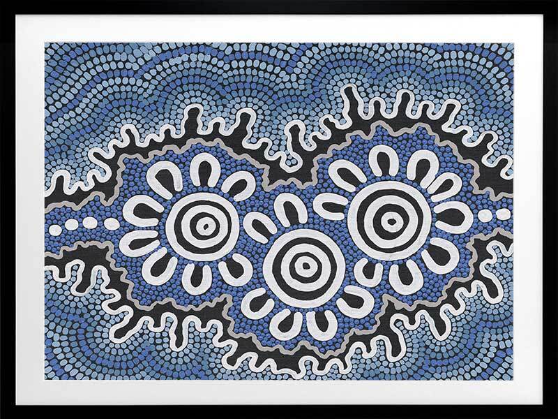 Small Gatherings Dark Blue Framed Art Print