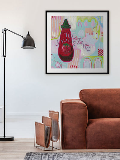 Get On The Sauce Cherry Red Framed Art Print | Lifestyle