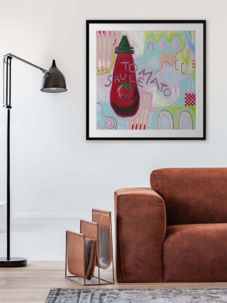 Get On The Sauce Cherry Red Framed Art Print | Lifestyle