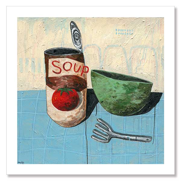 Eating Soup With A Fork Pale Blue Unframed Art Print