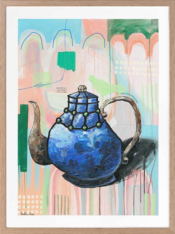 I Don't Even Drink Tea Blue Framed Art Print