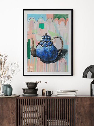 I Don't Even Drink Tea Blue Framed Art Print | Lifestyle