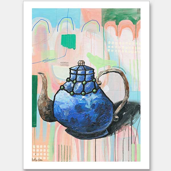 I Don't Even Drink Tea Blue Unframed Art Print