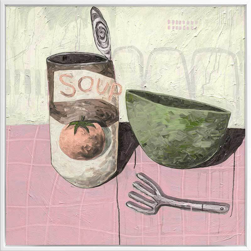 Eating Soup With A Fork Blush Pink Canvas Art Print