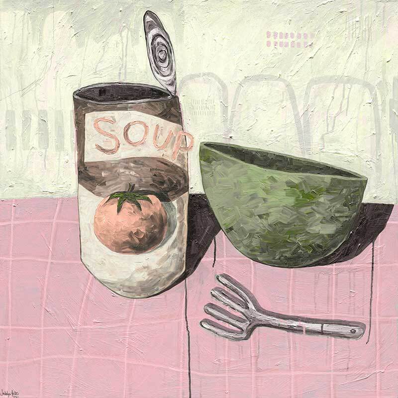 Eating Soup With A Fork Blush Pink Canvas Art Print