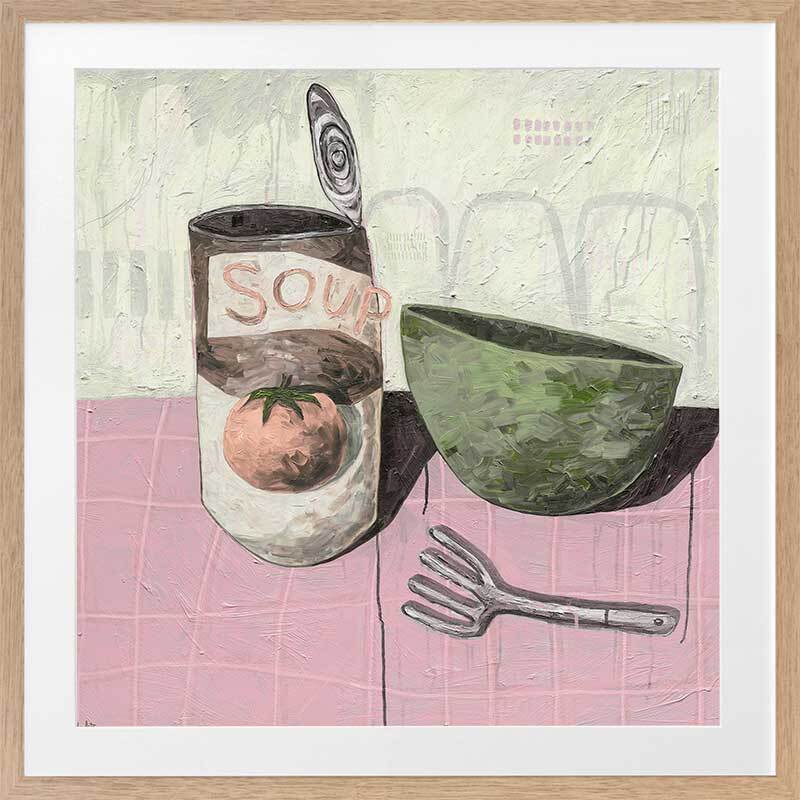 Eating Soup With A Fork Blush Pink Framed Art Print