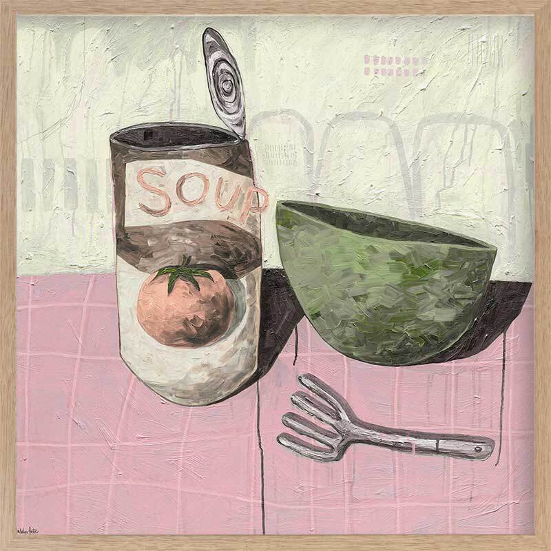 Eating Soup With A Fork Blush Pink Framed Art Print