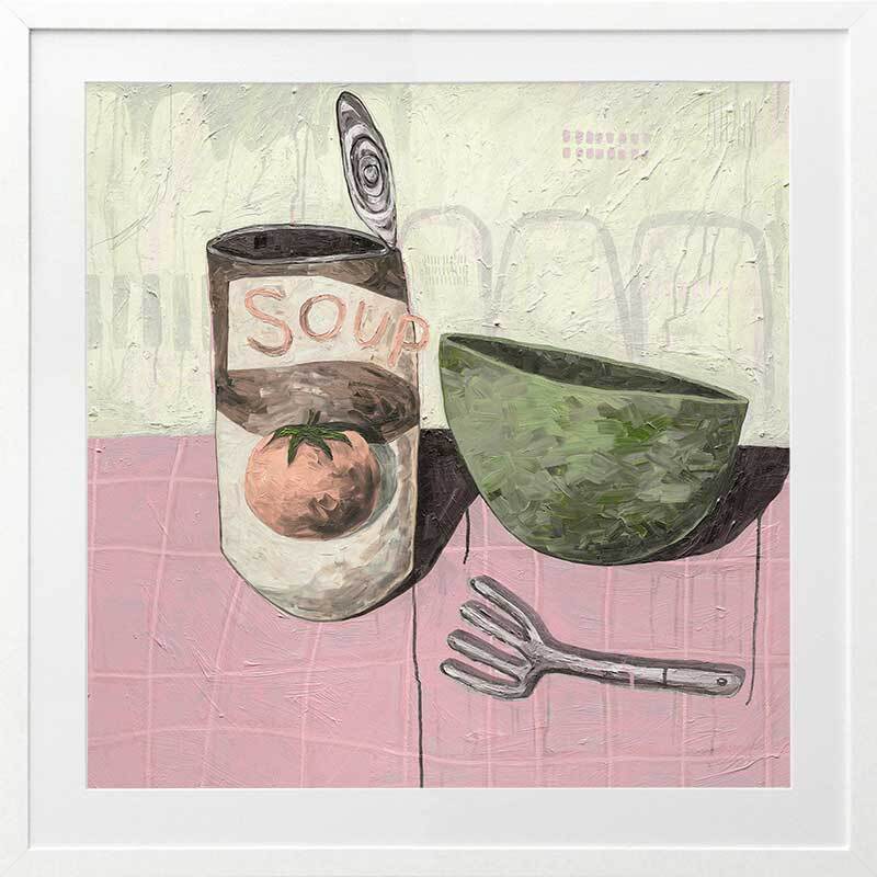 Eating Soup With A Fork Blush Pink Framed Art Print