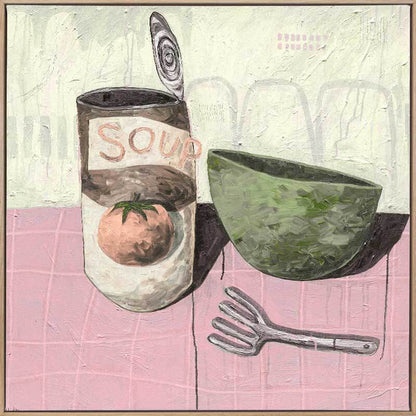 Eating Soup With A Fork Blush Pink Canvas Art Print