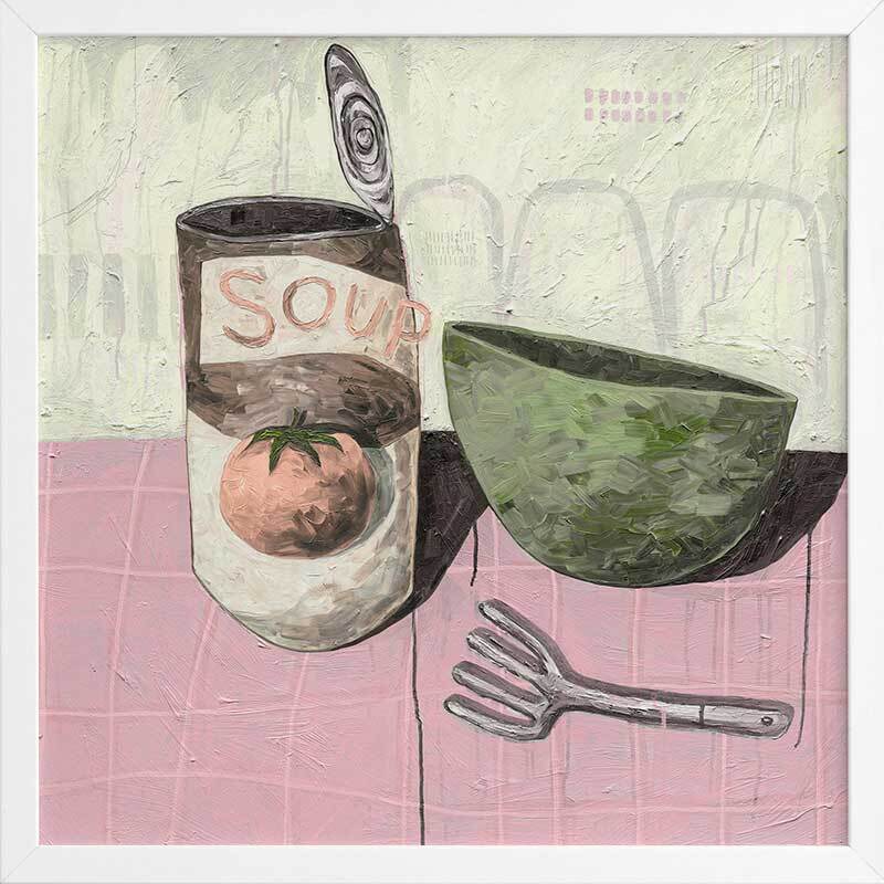 Eating Soup With A Fork Blush Pink Framed Art Print