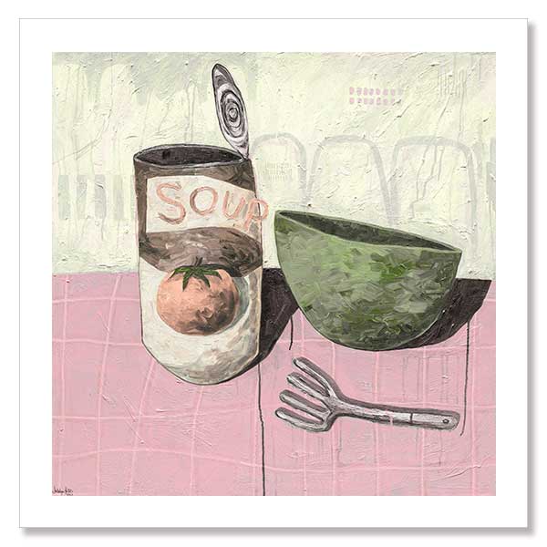 Eating Soup With A Fork Blush Pink Unframed Art Print