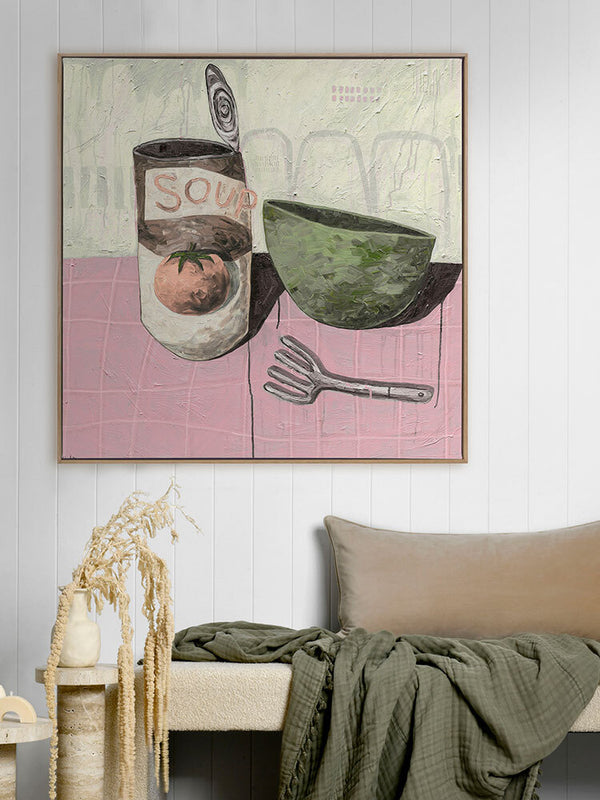 Eating Soup With A Fork Blush Pink Canvas Art Print | Lifestyle