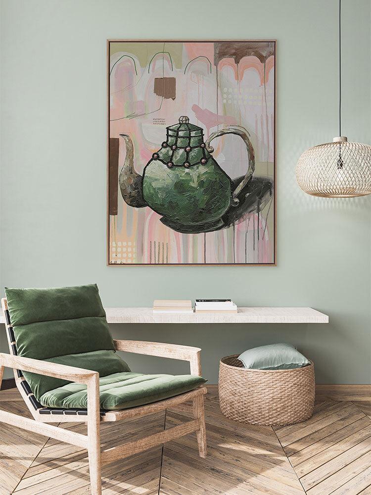 I Don't Even Drink Tea Green Canvas Art Print | Lifestyle