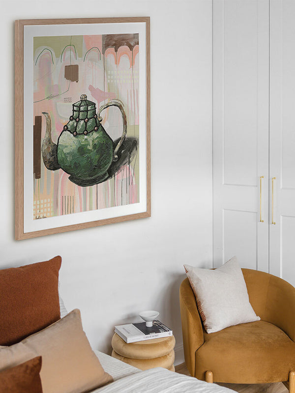 I Don't Even Drink Tea Green Framed Art Print | Lifestyle