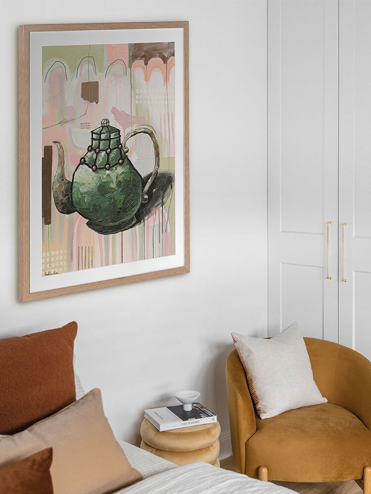 I Don't Even Drink Tea Green Framed Art Print | Lifestyle