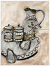 Still Life Tea Party Neutral Canvas Art Print