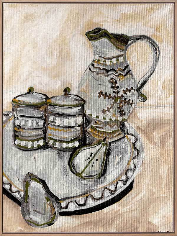 Still Life Tea Party Neutral Canvas Art Print