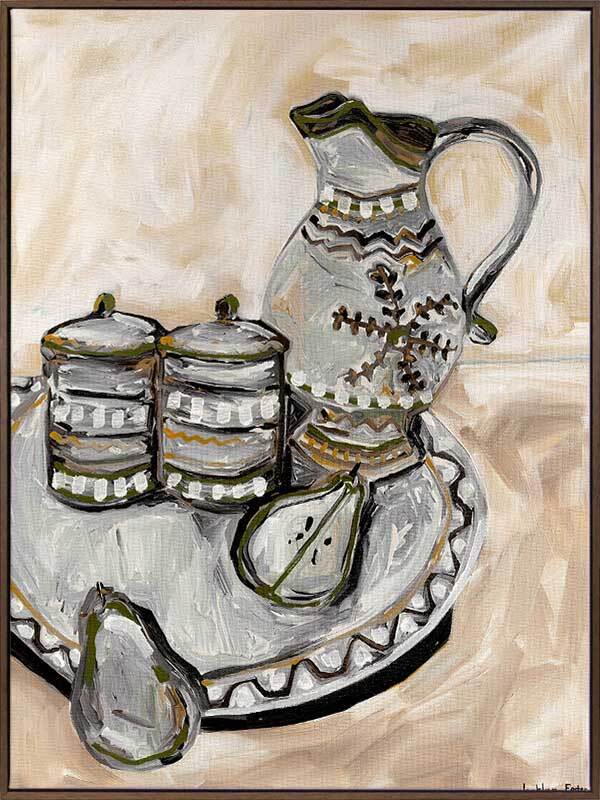 Still Life Tea Party Neutral Canvas Art Print