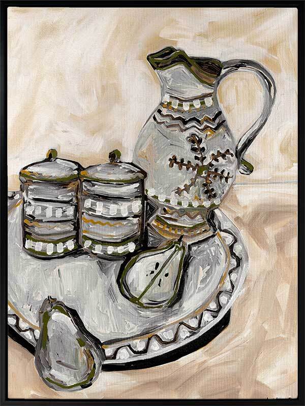 Still Life Tea Party Neutral Canvas Art Print