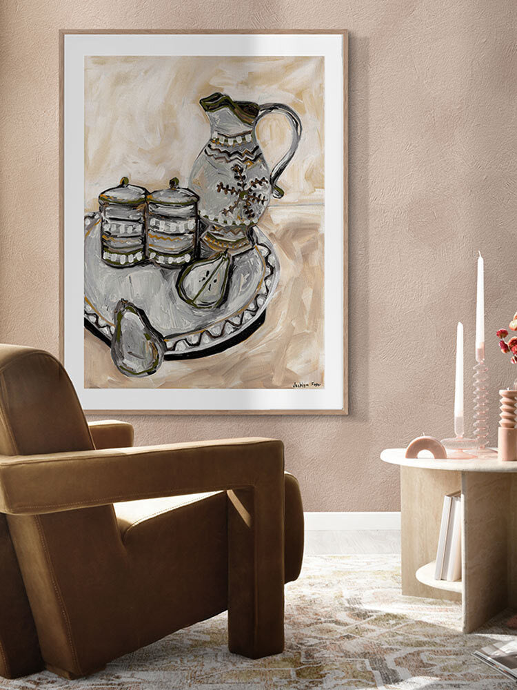 Still Life Tea Party Neutral Framed Art Print | Lifestyle