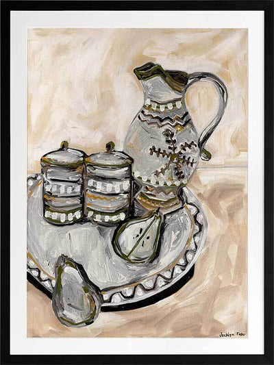 Still Life Tea Party Neutral Framed Art Print