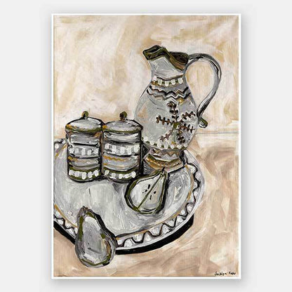 Still Life Tea Party Neutral Unframed Art Print