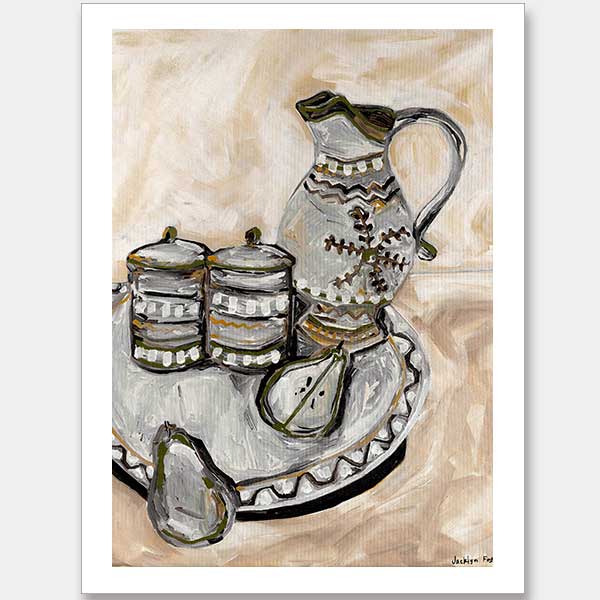 Still Life Tea Party Neutral Unframed Art Print
