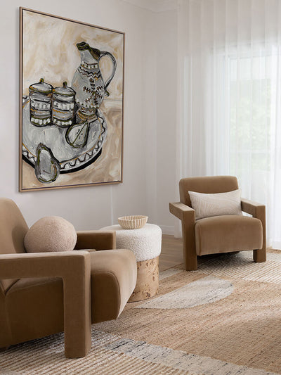 Still Life Tea Party Neutral Canvas Art Print | Lifestyle