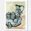 Still Life Tea Party Grey Unframed Art Print