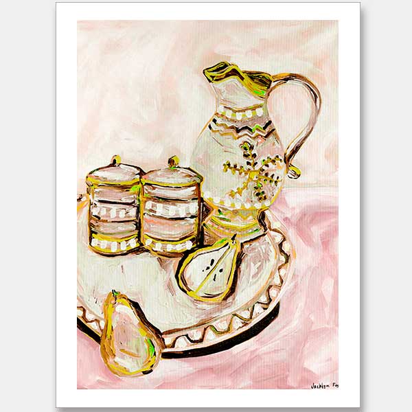 Still Life Tea Party Multicolour Unframed Art Print