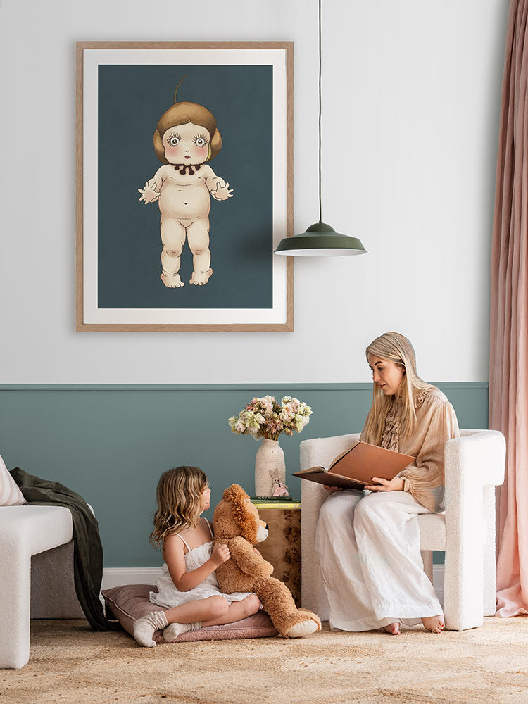 Boronia Baby I Dark Blue Framed Art Print | Lifestyle