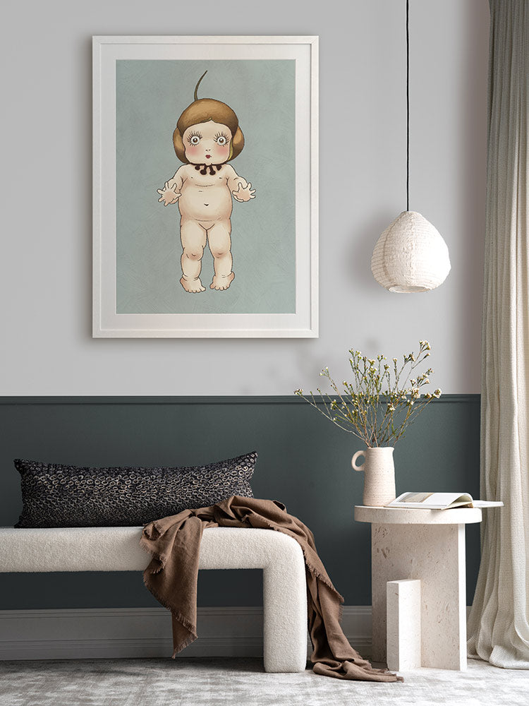 Boronia Baby I Light Blue Framed Art Print | Lifestyle