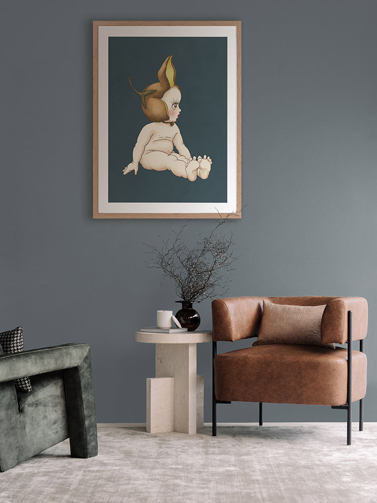Boronia Baby II Dark Blue Framed Art Print | Lifestyle
